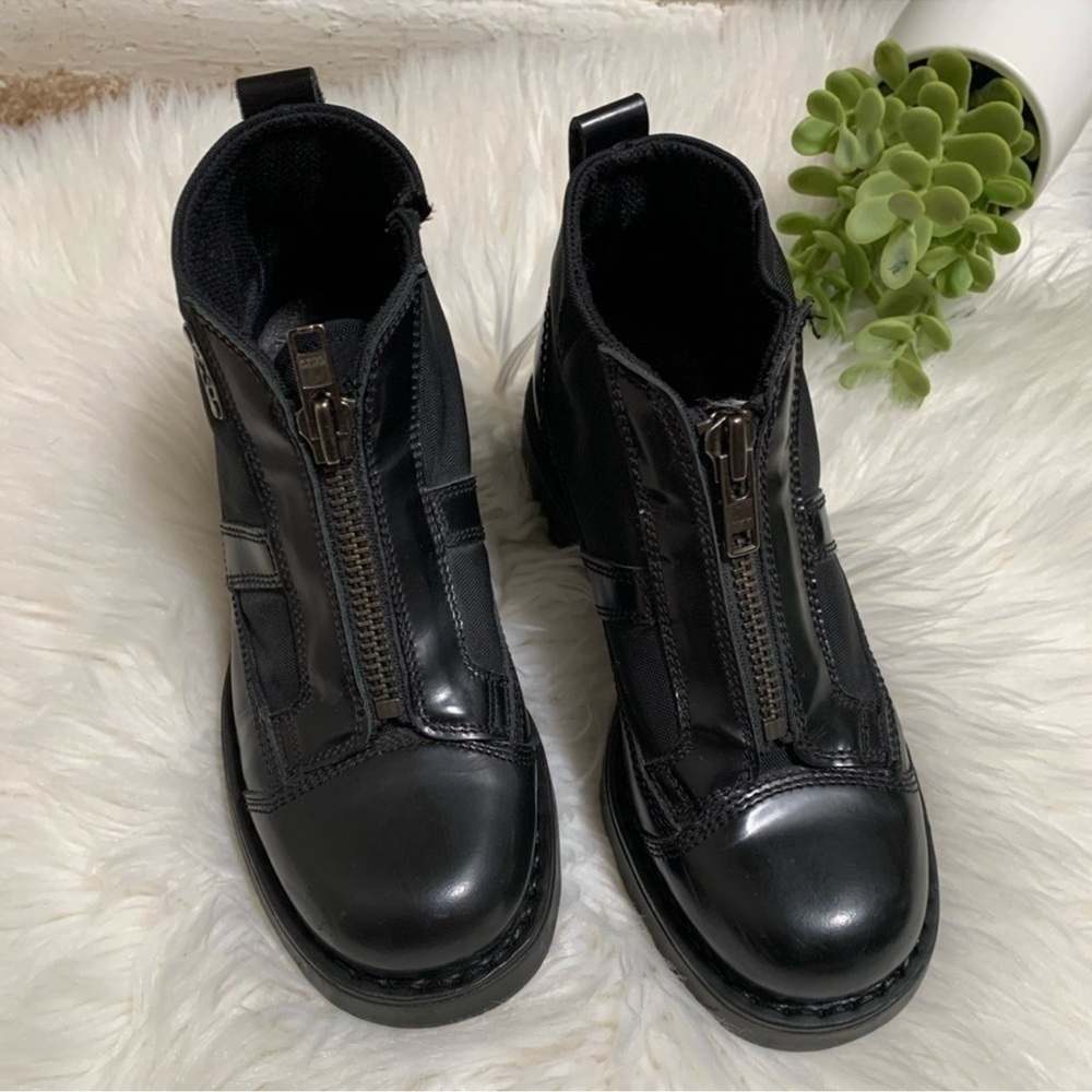OXS Frank Black Zipper Military Boots Italian